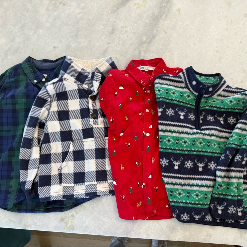 Boys Holiday Sweater Button Down Bundle 4T 5T 4/5 5/6 H&M Carters Christmas